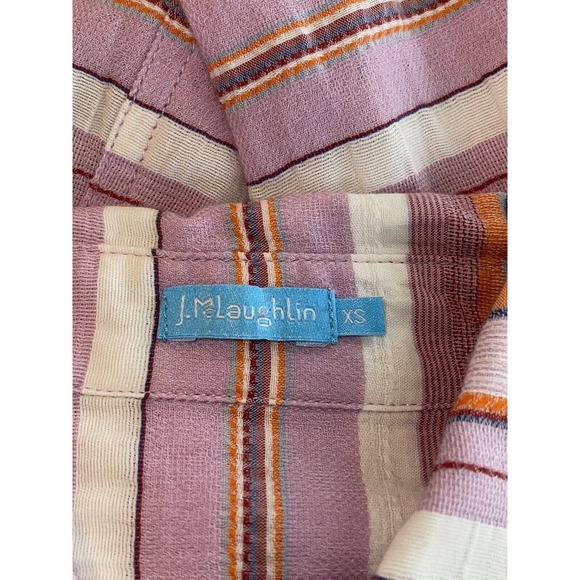 J McLaughlin Button Down Top Shirt Long Sleeves Lavender Striped Spring Size XS - Picture 4 of 5